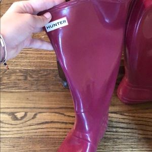 Pink rain boots